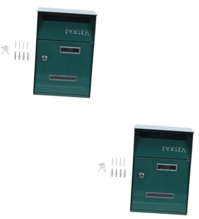 SHINEOFI 2 Pezzi Cassetta Postale in Metallo Cassette Postali a Parete Cassetta Postale All'aperto Farmhouse Mailbox Cassette Di Lettere Da Parete Lamiera Zincata Verde