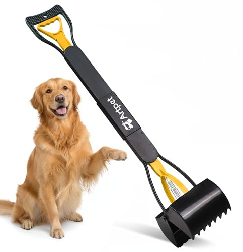 Artpet Bajsskopa för stora hundar, 81 cm långt handtag husdjur bajs-skopa, slitstark hundbajs-plockare övre för gård gräs grus smuts sand