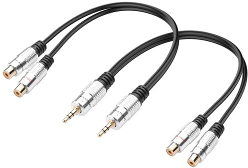 JSADZKJ 2PCS 3.5mm vers câble audio double RCA,Câble séparateur en Y 3,5mm femelle vers 2 RCA femelle audio adaptateur 1/8 à 2RCA AUX pour MP3/ordinateur portable 9.8in (Mâle à femelle)