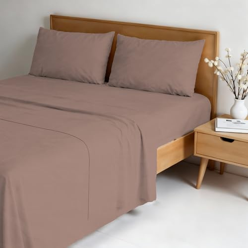 Completo letto WATER WASHED Matrimoniale in Microfibra, Set Lenzuola Letto Matrimoniale 4 pezzi Lenzuolo Sotto con Angoli 170x200, Lenzuolo Sopra 240x270, Coppia federe - ROSA ANTICO