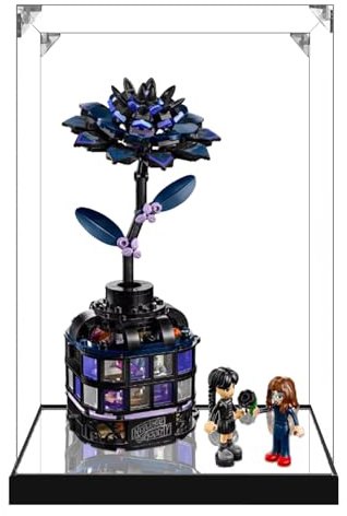 Vitrine transparente en acrylique pour Lego 76784 modèle Dahlia noir, boîte transparente, boîte de rangement, boîte anti-poussière (modèle non inclus) (base miroir 3 mm)