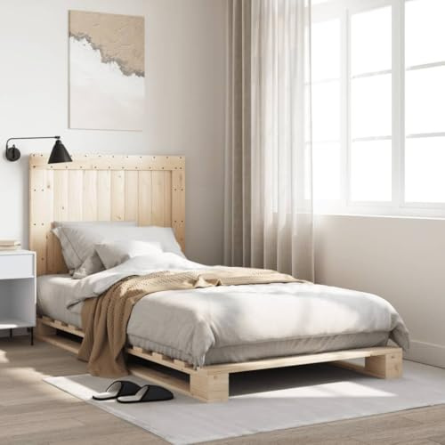 HOMEELIKE Langlebiges Massivholzbett 100x200 cm in rustikaler Optik mit Stabiler Konstruktion