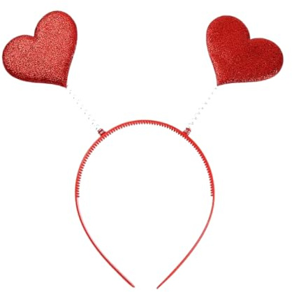 Whakano Valentinstag Haarreif Rote Herz Stirnband für Damen,Party Zubehör,Dekorative Haarreifen für JGA Hochzeit Karneval Fasching Mottoparty Kostüm Dekoration Accessoire,Rot C