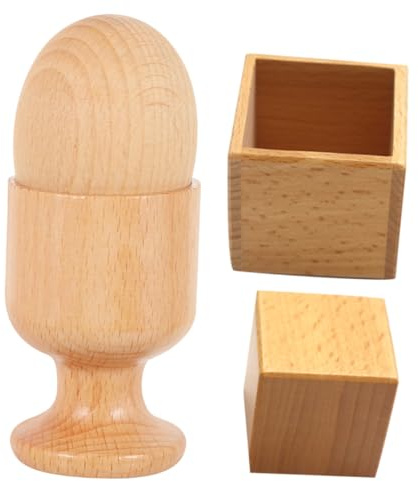 GARIOUANS Juguetes Educativos de Madera para Coordinación Mano-Ojo para Bebés, 2 Juegos Huevo y Huevera Caja y Bloque Cuadrado, Aptos para Desarrollo Sensorial y Aprendizaje Temprano