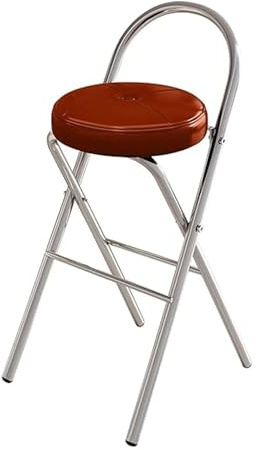 Sgabello da Bar Pieghevole, Seggiolone Imbottito Rotondo Pieghevole Portatile, per Colazione, Cucina da Ufficio, Sgabelli da Bar(Brown,65cm/26in)