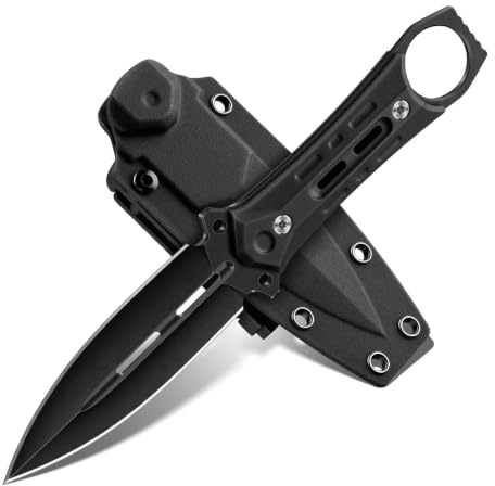 Freelander Outdoor Messer Klein aus D2 Stahl mit Kydex Scheide | Campingmesser mit G10 Griff, Full Tang Bushcraft Survival Messer, Geschenke für Männer Outdoor, Schwarz