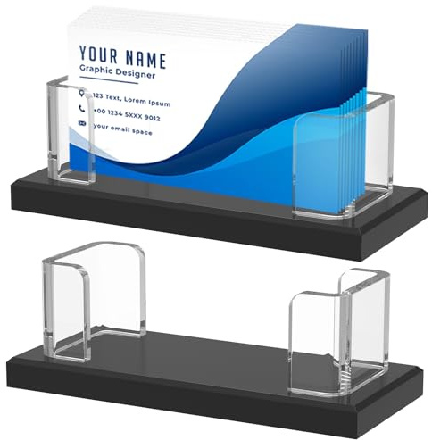 2 stycken visitkortshållare för skrivbord visitkortshållare akryl 60 kort kapacitet visitkortslåda halvöppen stil visitkort stativ för kontor kliniker hotell receptioner