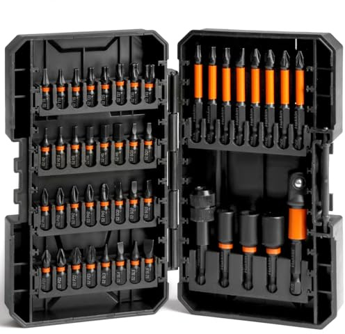 Hakkin 45Pcs Impact Screwdriver Bit Set | S2 Steel Magnetic Hex Torx Pozidriv Slotted Phillips Square Bits and Nut Driver Power Tool Bits Professional All in ONE Tool Kit for Household Repair