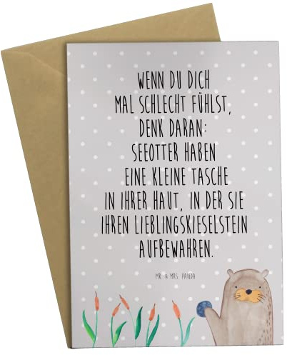 Mr. & Mrs. Panda Grußkarte Otter Stein - Geschenk, Pflanzen, einladungskarten, osterkarte, abiturkarte, Seeotter, Witzige Fakten, weihnachtskarten, Fun Facts, glückwunschkarten