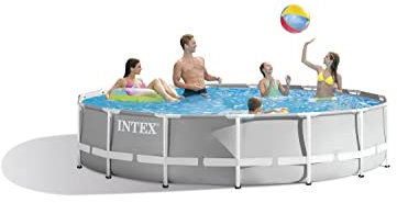 Intex 26724BS 4.57m x 1.07m Prism Frame Premium Pool Set (Includes Filter Pump, Safety Ladder, Ground Cloth, Pool Cover)