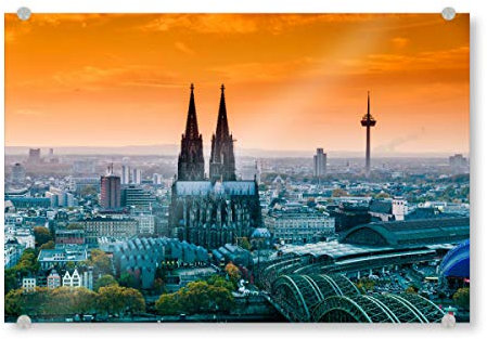 artboxONE Acrylglasbild 120x80 cm Städte/Köln Fernsehturm Köln mit Dom - Bild köln Dom fernsehturm