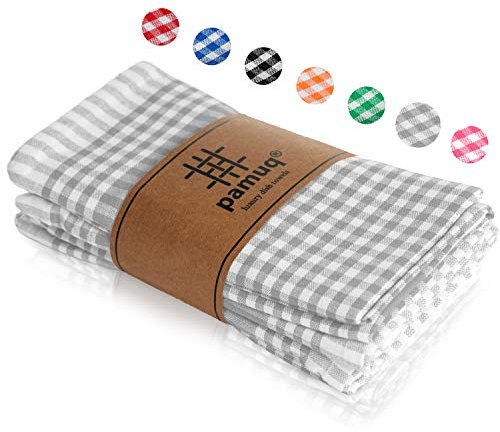 pamuq Geschirrtücher Baumwolle 100% - grau kariert, 5er Set, 45x65cm, mit Aufhänger - Geschirrhandtücher Trockentücher Küche Küchentücher Baumwolle Küchenhandtücher