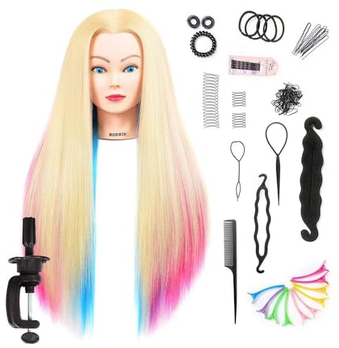 Mannequinkopf aus Kunstfaser, 66–71,1 cm lang, für Friseurtraining, mit Klemme (Kopf-613)