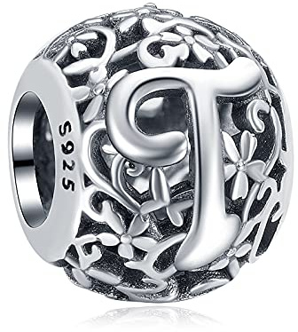 Annmors Damen Buchstabe A-Z Charms für Armband 925 Sterling Silber Anhänger Vintage Alphabet Bead Buchstabieren Sie das Wort Sammlung