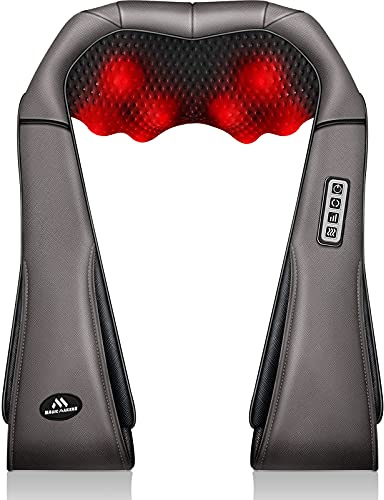 MagicMakers Neck Massager with Heat Gifts for Women, Men, Dad, Mom, Family, Friend, Mothers Day, Fathers Day, Christmas, Shiatsu Kneading Back Massager for Shoulder, Pain Relief, Muscle Soreness