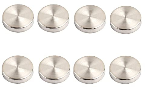Edelstahl-Spiegelschrauben, Durchmesser 30 mm, flache Abstandshalter, dekorative Kappenabdeckungen, Spiegel, selbstschneidende Schrauben, Kappennagel, gebürstetes Silber, 8 Stück