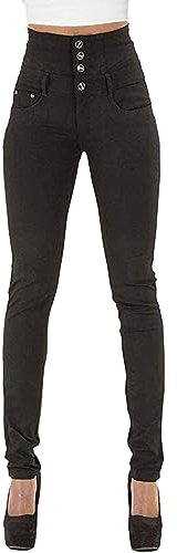 Hormtaer Damen Jeans High Waist Stretch Denim Jeanshosen für Damen Skinny Slim Fit Röhrenjeans Bleistiftjean Lässige Pant Strecken Schlank Stylische Hosen (Schwarz, S)