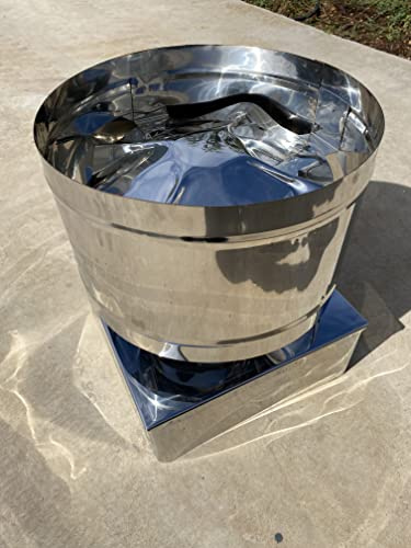 Fumaiolo, comignolo, antivento a botte base quadra Inox (37x37cm)
