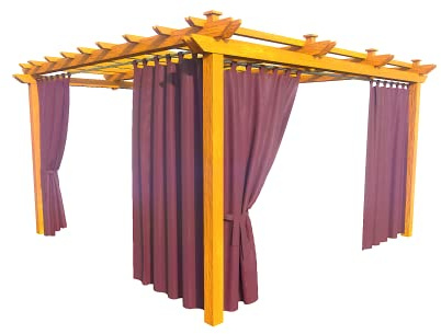 HOME DEKO Rideau de Terrasse, Imperméable, pour Jardin, Balcon, Pergola & Pavillon, Passants Auto-agrippante, Protection Contre Le Soleil, la Pluie & Le Vent, Rouge Foncé, 200 x 155 cm, 2 Pièces