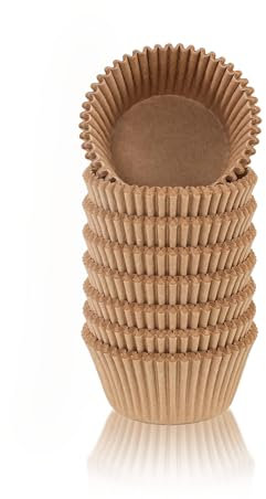 WENRENMK 100 Pezzi Pirottini Carta per Muffin Cupcake, 7 cm x 5 cm x 3,2 cm - Pirottini per Muffin per Feste di Compleanno, Matrimoni, Feste (Marrone)