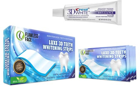 28 Teeth Whitening Strips White Tooth Bleaching Safe Peroxide Free White Teeth Plus Crest 3D Brilliance Whitening Toothpaste Professional Whitening