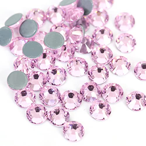 1440 unidades Hotfix Rhinestones,cristales fondo plano con diamantes imitación cristal,piedras estrás,piedras preciosas redondas,piedras preciosas redondas cristal Hotfix 2,7-2,9 mm,rosa