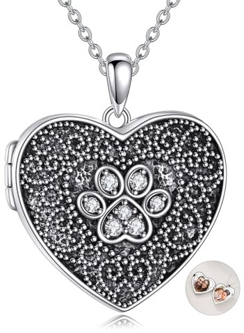 VONALA Damen Kette Mit Foto Herz Medaillon Foto Bilder Amulett Silber 925 Anhänger Halskette Mit Geschenk-Box für Ehepaar Mutter Tochter Freunde