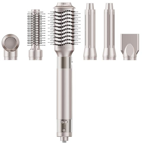 [140000 RPM]Warmluftbürste [6 in 1] Air Styler & Föhnbürste, Hochtouriger negative Ionen Haartrockner schnell trocknend, mit Auto-Air Locken, Volumizer, Rundbürstenföhn, Glätteisen
