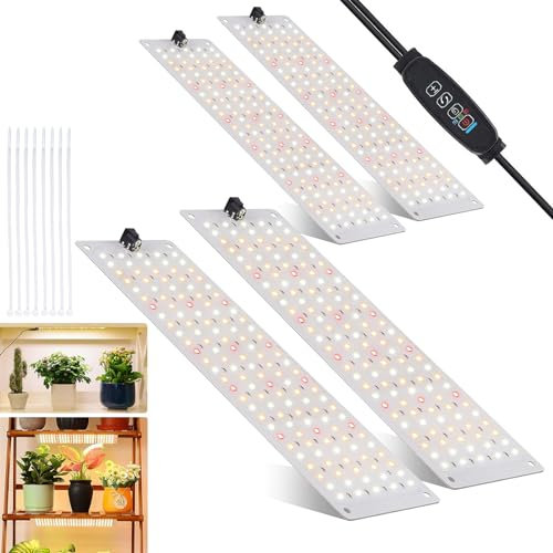 4 pezzi Lampada per Piante, 540 LEDs Full Spectrum lampade LED Coltivazione, Lampada di Crescita con Timer Auto, 10 einstellbare Helligkeitsstufen, 3 Lichtmodi