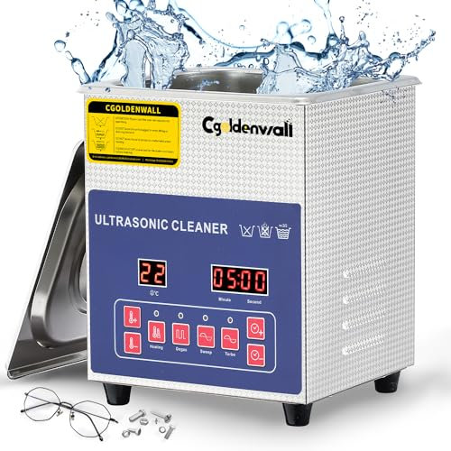 2L Digital Ultrasonic Cleaner 28/40khz Dual Frequency Degass 60W Powerful Cleaning 20-80℃ Heating&0-30 Min Timer for Jewellery/Watches/Eyeglasses/Metal Parts for Home/Labor/Commercial (2L)