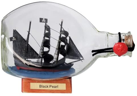 FLADO Black Pearl Ship in a Bottle Model, Boat Model in Triangle Bottle, Finished Model Ship in A Glass Bottle, Creative Crafts Ornaments (16.5 * 9 * 10.5Cm)