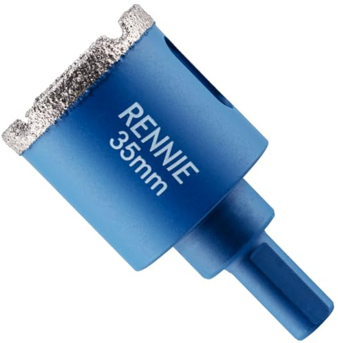 35mm Diamond Hole Saw Drill Bit With Tri Shank For Tiles & Ceramic | Porcelain Tiles Slate Stone Granite Marble Glass. Diamond Core Holesaw / Hole Cutter