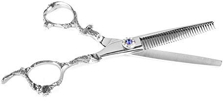 SUNGOOYUE Forbici Professionali per Tagliare i Capelli, Parrucchiere, Parrucchiere, per Famiglie, Animali Domestici, in Acciaio Inossidabile (Forbici dentali in Argento)