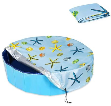 Vikbart runt hundpoolskydd, husdjursbadkar for barn, uppblåsbar pool, solskydd for barn for hundpool, PVC-beläggning Vattentät och UV-skyddad poolskydd /1586