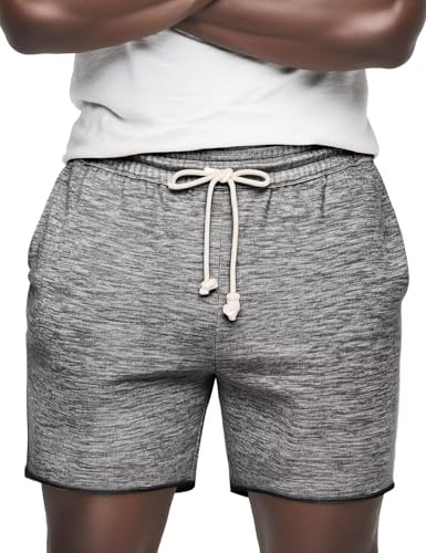 Zengjo Mens Athletic Shorts Short Length(Marled Black,L)