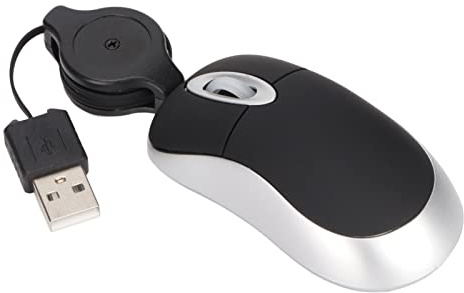 KIMISS Tragbare -Maus mit Glänzender Oberfläche, 68 cm Langem Einziehbarem Kabel, Plug-and-Play-Funktionalität, Breite Kompatibilität – Praktische Reisemaus für Laptops