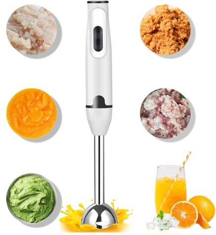 pofluany Hand Blender, Electric Hand Blender, 400W Immersion Blender, Multiple speed Handheld Stick Blender with Stainless Steel Blade, Mixer Blender for Food, Soups, Sauce, Jams White Black