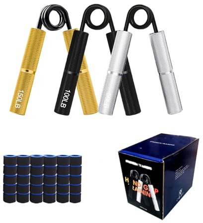 Kaizuca Handtrainer Unterarmtrainer, 50/100/150LB(≈23/46/68kg) Griffkraft Trainer Set mit Schwammbezug, Fingertrainer für Muskelaufbau, Grifftrainer Geschenke