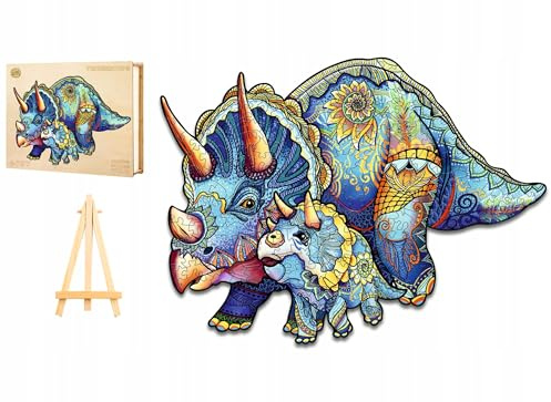 PASJO - Holzpuzzle Erwachsene mit Dinosauriermotiv 289 Teile 42x31,2 cm - Geschenkidee für Kinder - Holz Puzzle Dinosaurier - Einzigartige Tierförmige Holz-Puzzle - Jigsaw aus Holz für Erwachsene