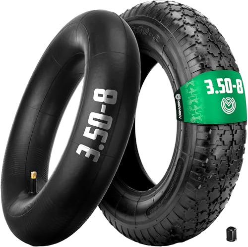 MOOVMOOV Pneumatico Carriola 3.50-8 con Camera d'Aria e Valvola Dritta TR13 - Pneumatico Rinforzato 4PLY - Installazione Facile e Veloce - Compatibile con Ruota 3.50-8 - Non Adatto all'Uso Stradale