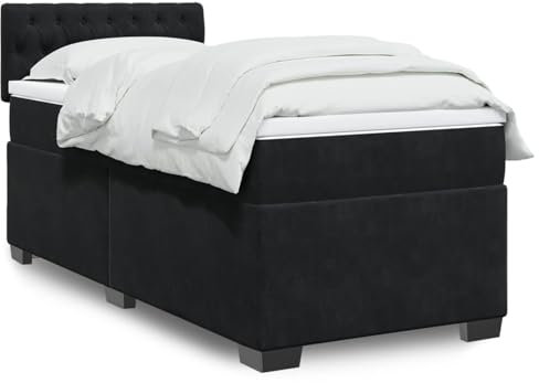 qohoio Boxspringbett mit Matratze Schwarz 80x200 cm Betten Bett Mit Matratze Bett Boxspringbett Schlafzimmer MöBel Samt - 3288470