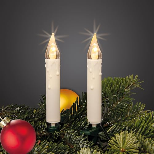 hellum Lichterkette Christbaum innen elfenbein, 30 LED warmweiß, Stecker | Weihnachtsbaumbeleuchtung mit Clip, beleuchtet 8,70m, Kabel grün, Baumlichterkette LED, Lichterkette Weihnachten <59lm 151633
