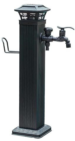 Colonna d'acqua da giardino autoportante a energia solare, con rubinetto in lega di alluminio antigelo da pavimento, fontana in metallo e idrante da giardino per irrigazione esterna/lavaggio, ideale