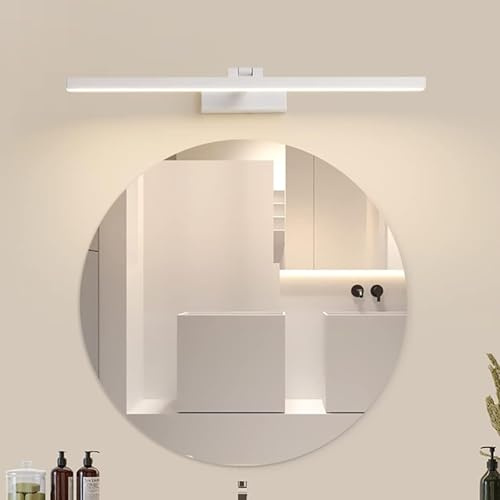 GZZBMY LED Badezimmer Lampe Verstellbare 180° Spiegelleuchte Badlicht über Spiegel Wandlampe Wasserdicht IP44 Länge Hohe Helligkeit Beleuchtung Wandleuchte Modern Keller (Silber Warms Licht,60CM 14W)
