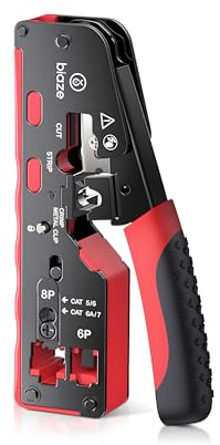 biaze GJ25 Crimpzange Mit Sicherheitsschloss, RJ45 Presszange für stecker, Netzwerk Werkzeug für CAT 7/CAT 6A/CAT 6/CAT 5E/CAT 5 Netzwerkstecker und 6P Telefonestecker