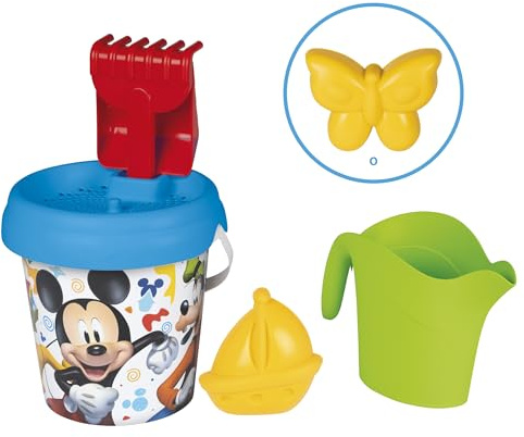 Smoby - Mickey - Annaffiatoio con secchio pieno - Setaccio, rastrello, paletta, annaffiatoio con sabbia - Dai 18 mesi - Prodotto in Francia