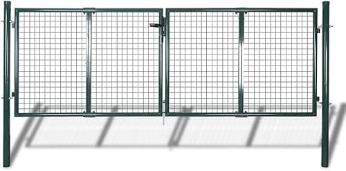 Refined Gartentor Doppeltor Zauntür Tor Garten Zaun Pforte Gartenzaun Tor Stahl Grün (Grün, 306 x 125 cm)