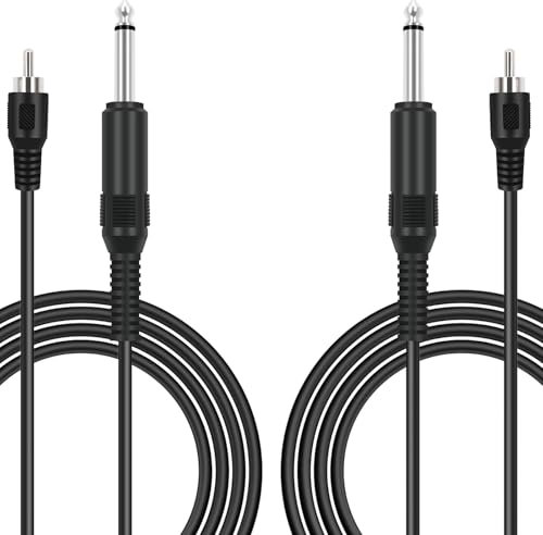 Bolvek Cavo adattatore da RCA a 6,35 mm, confezione da 2 cavi audio da 1,8 m RCA maschio a jack mono TS maschio da 6,35 mm, per altoparlanti, mixer, amplificatori, TV, ricevitore AV e chitarra
