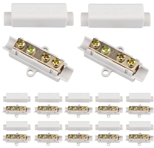 12 pezzi Connettori in ottone Conduttore a doppia vite, Kit morsettiera 1000 V 100 A per cablaggio amperometro, da 2,5 a 16 mm², morsetto per filo conduttore, alloggiamento in ABS, blocco morsetti