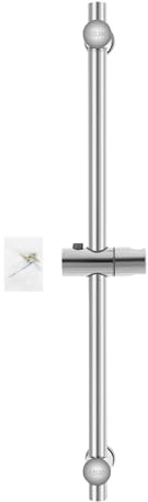 Adjustable Shower Riser Rail, 66cm Stainless Steel Shower Slide Bar with 360° Rotatable Shower Head Holder, Wall Mounted Shower Height Bracket for Bathroom, Silver